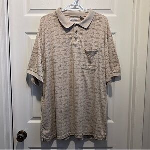 3/25$💥 Michael Austin XXL golf club pattern polo shirt men beige short sleeve